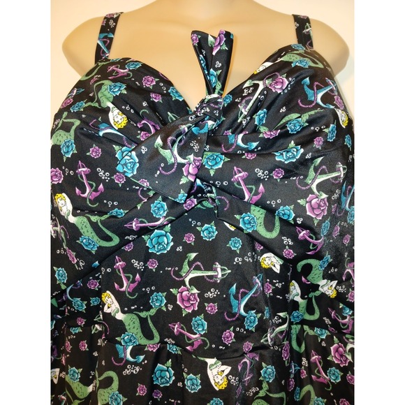 Torrid Plus Size 6 Black Mermaid Tie Skater Swim Dress W/ Support Bra NEW A113 - Picture 4 of 12